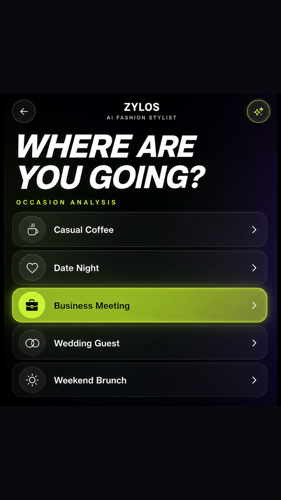 ZYLOS occasion picker screen