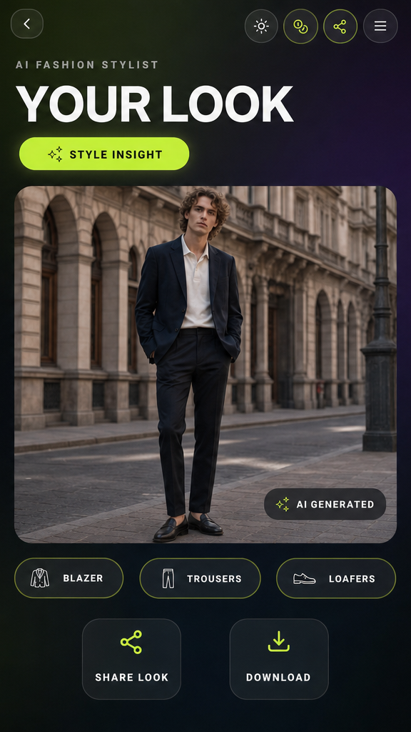 ZYLOS AI outfit results screen